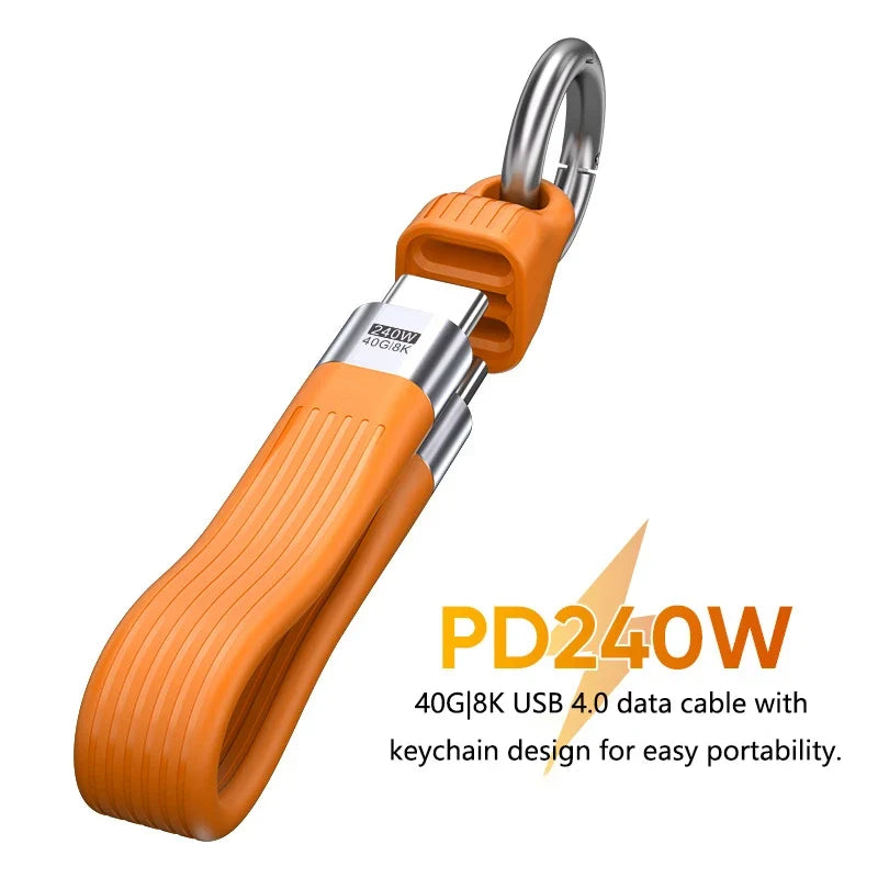 USB4 240W 40Gbps USB-C Keychain Cable – 8K Fast Charge