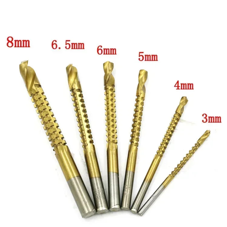 Titanium Coated HSS Twist Drill Bit Set – 6 Sizes 3–8mm