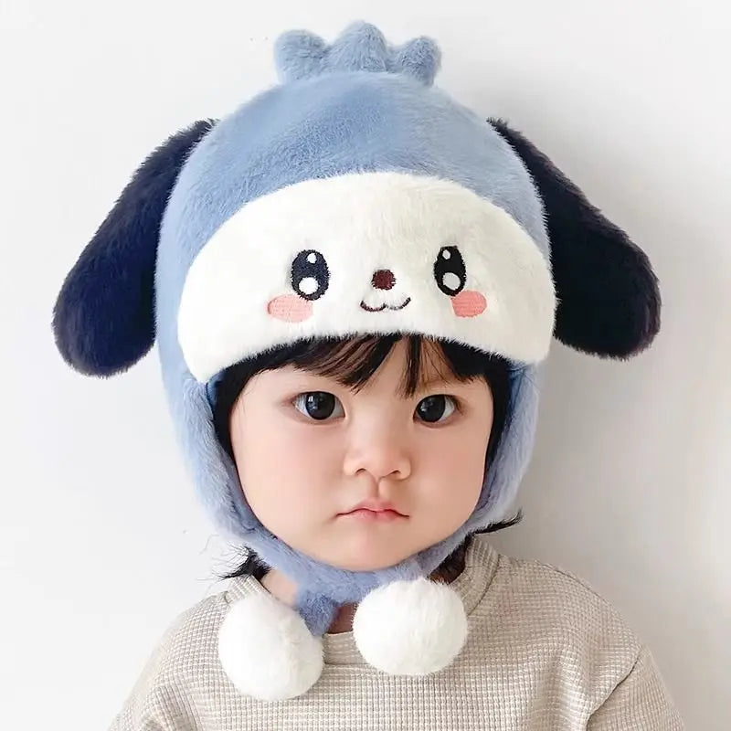 Soft Fluffy Baby Winter Knit Cap with Cartoon Ear Protection