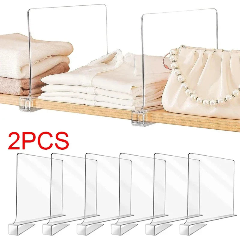 Clear Acrylic Closet Shelf Dividers | 2-Pack Wardrobe Organizer