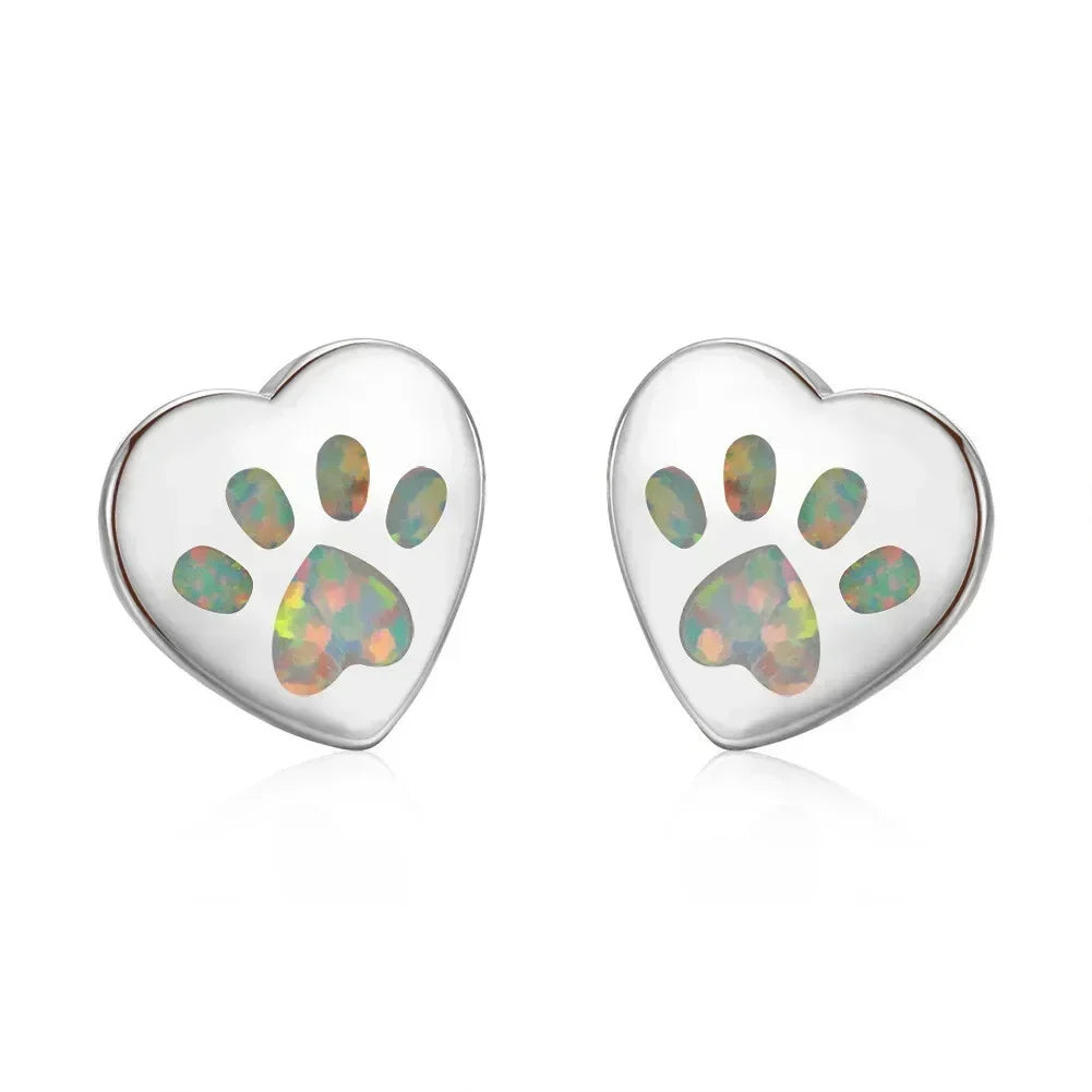 White Simulated Opal Heart Drop Earrings | Zinc Alloy Fashion