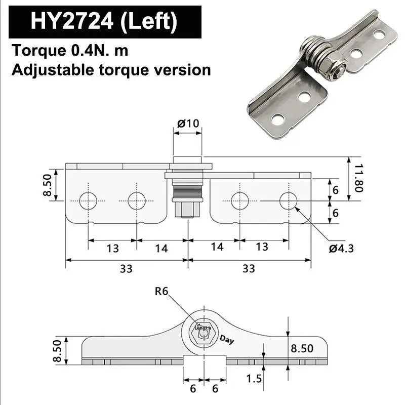 304 Stainless Steel Frameless Hinge | Adjustable Damping
