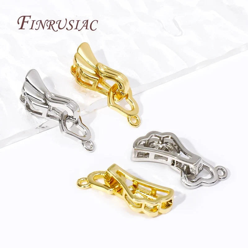 Angel Wings Heart Clasp 18K Gold Plated – DIY Jewelry Connector