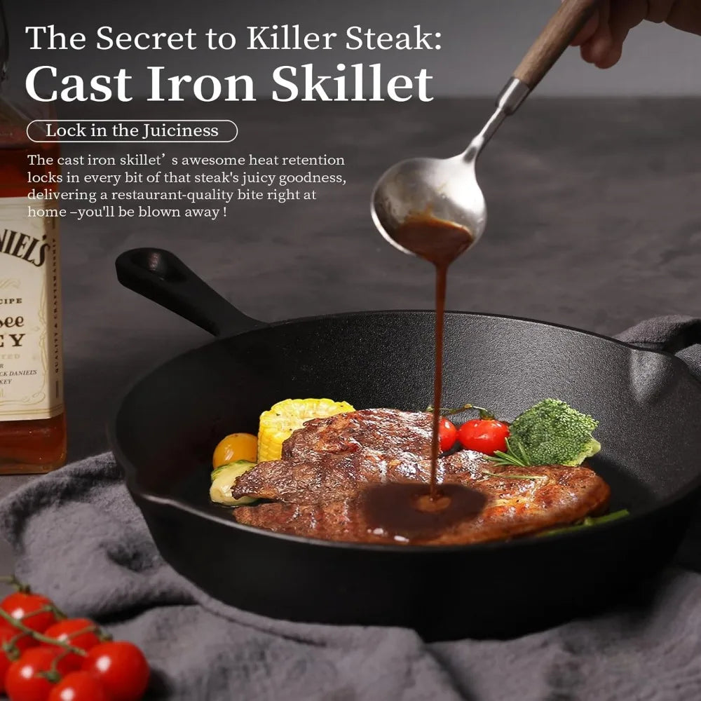 FEB.WIND Cast Iron Skillet Non-Stick Frying Pan & Griddle