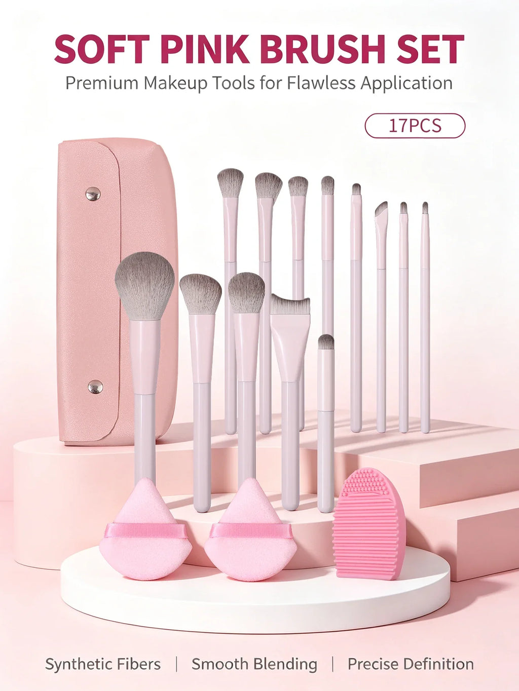 17-Piece Professional Makeup Brush Set – Soft Fluffy Bristles