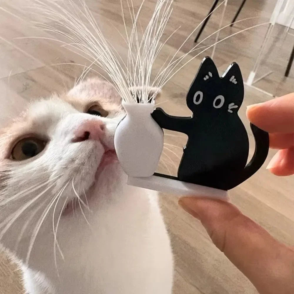 Acrylic Magnetic Black Cat Vase Ornament | Fridge & Desk Décor