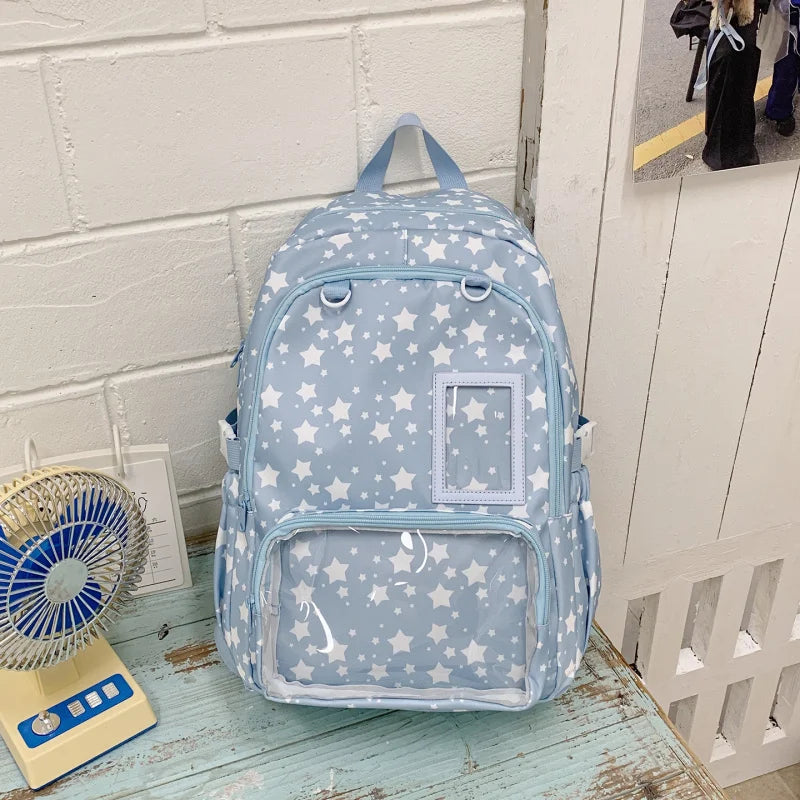 Star Geometric Backpack Girls – Large Capacity Lightweight Bag