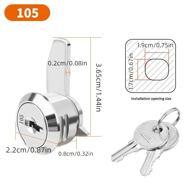 Zinc Alloy Drawer Lock with 2 Keys – Cabinet & Locker