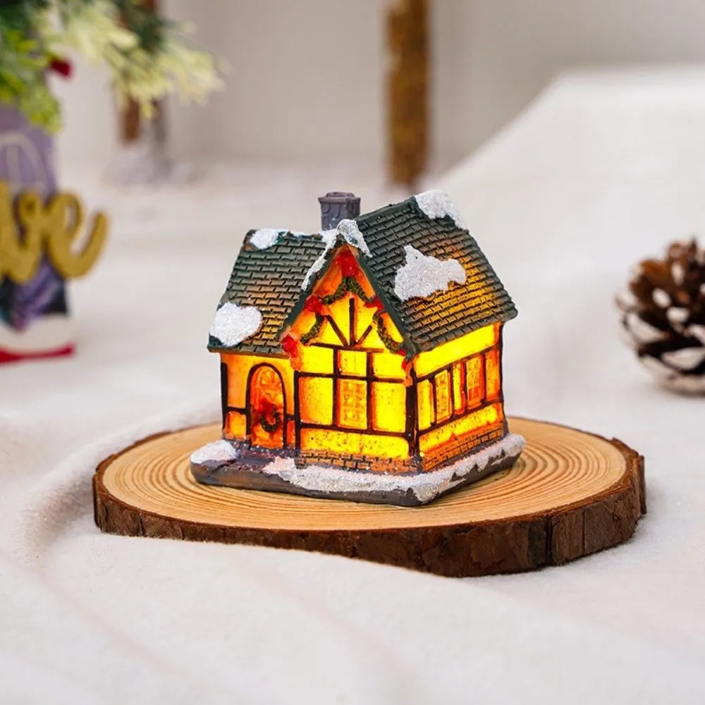 LED Christmas Village Miniature Light House Resin Ornament