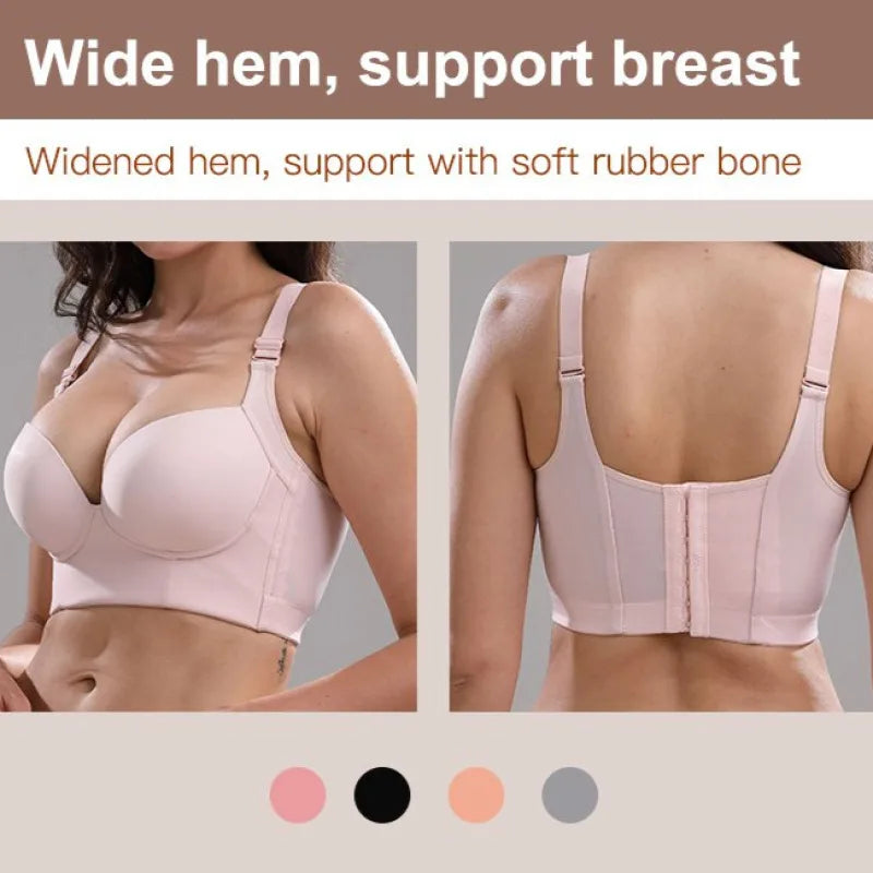 Women's Wireless Full Cup Push Up Bra – 7-Row Hook Support