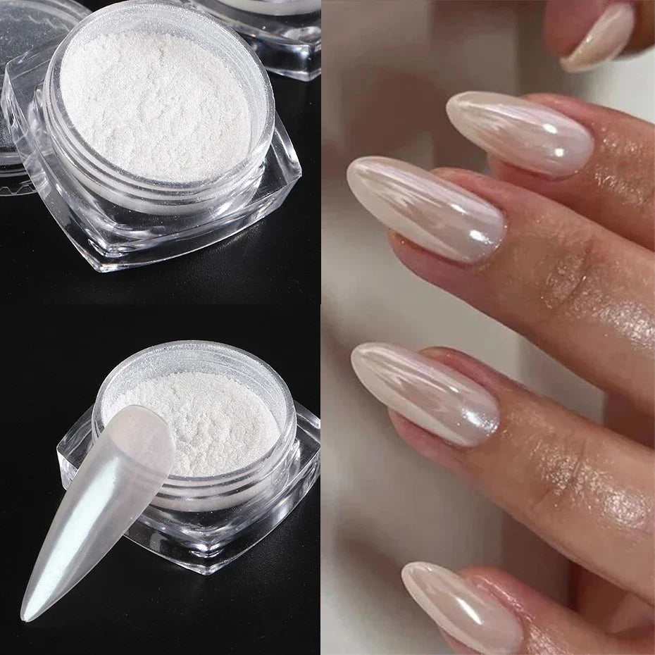 Moonlight Pearl Chrome Nail Powder – Aurora Mirror Pigment
