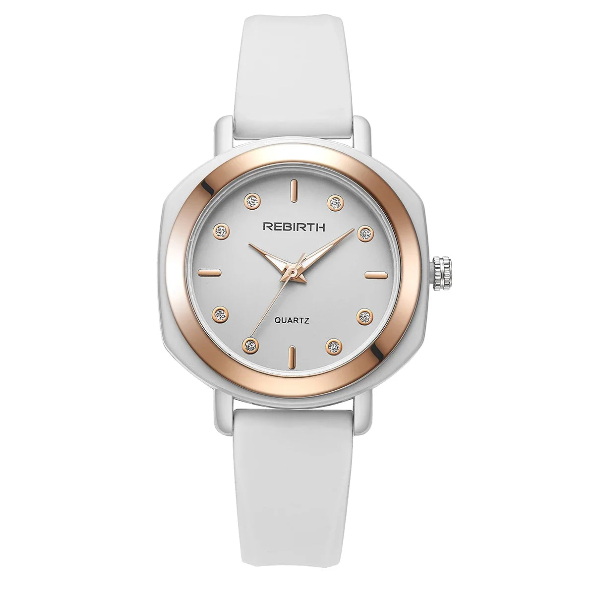REBIRTH Women's Quartz Watch – Silicone Strap Numberless Dial