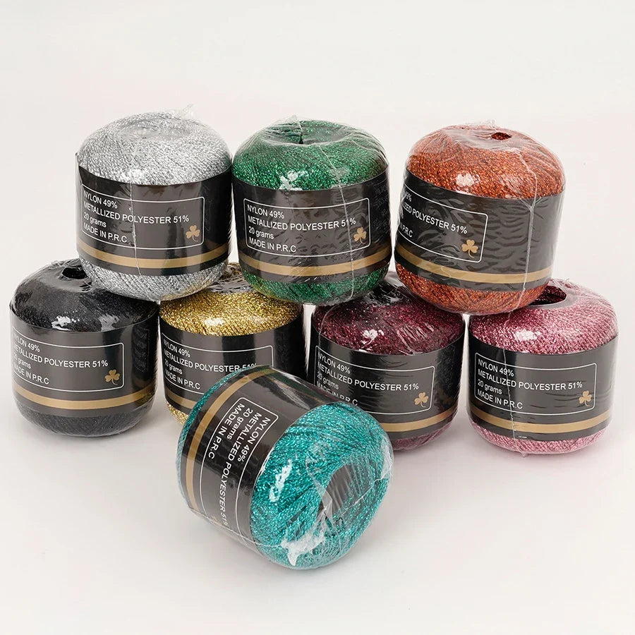 1mm Gold & Silver Metallic Yarn for Crochet, Knitting & Weaving