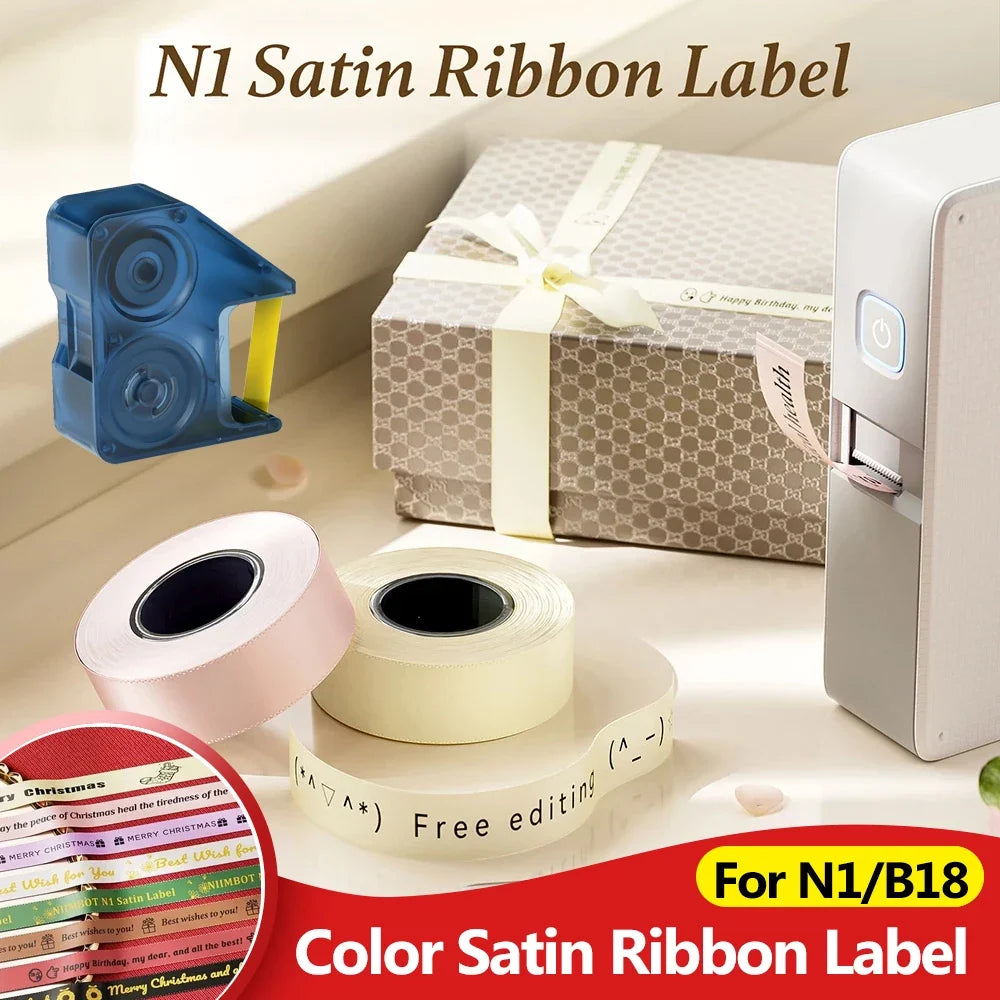 NIIMBOT N1/B18 Satin Ribbon Labels & Carbon Ribbon Set