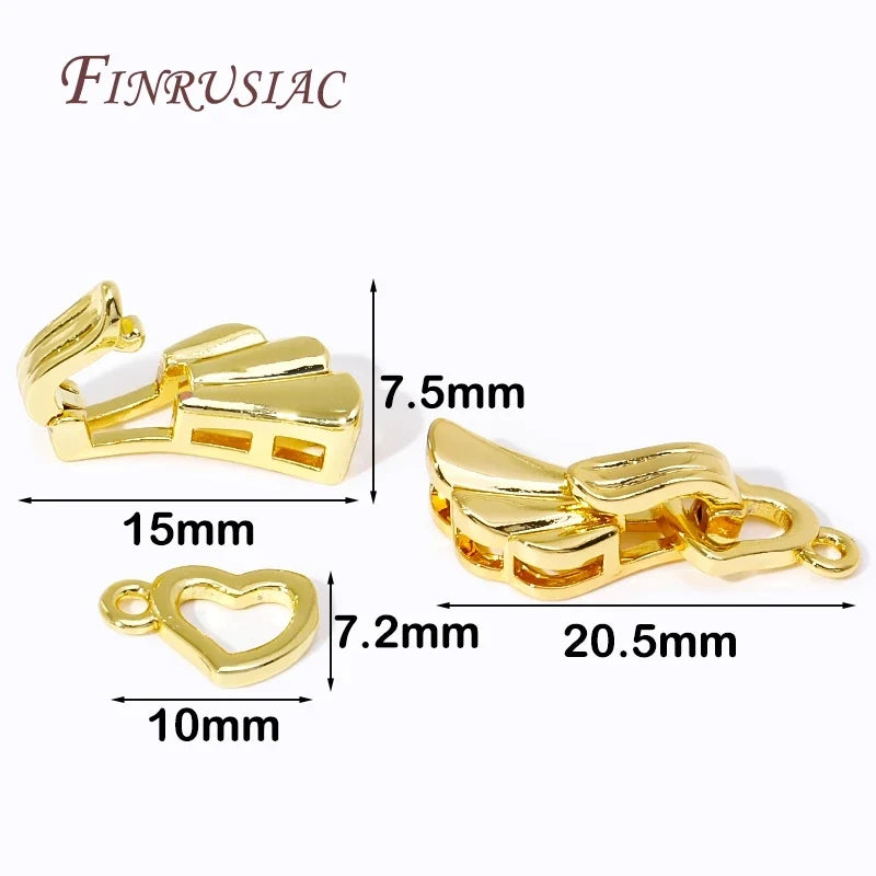 Angel Wings Heart Clasp 18K Gold Plated – DIY Jewelry Connector