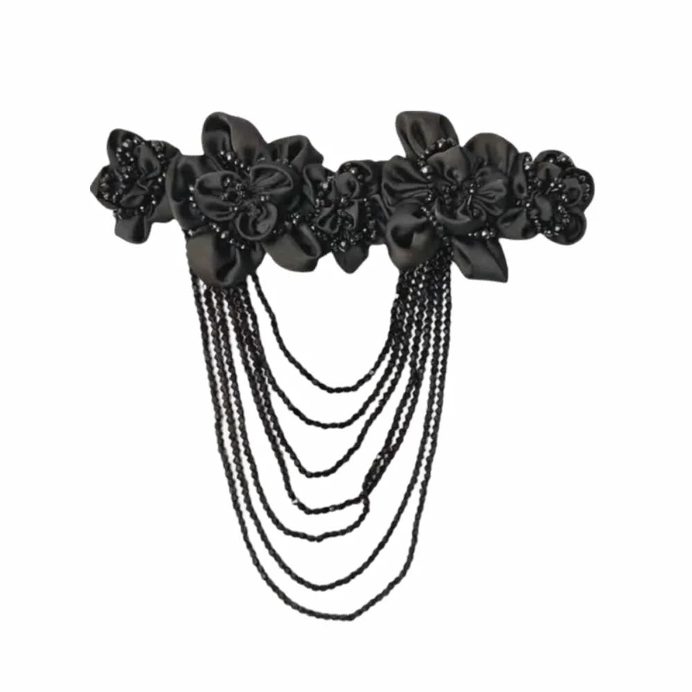 Hand Sewn Beaded Flower Applique Satin DIY Garment Decal