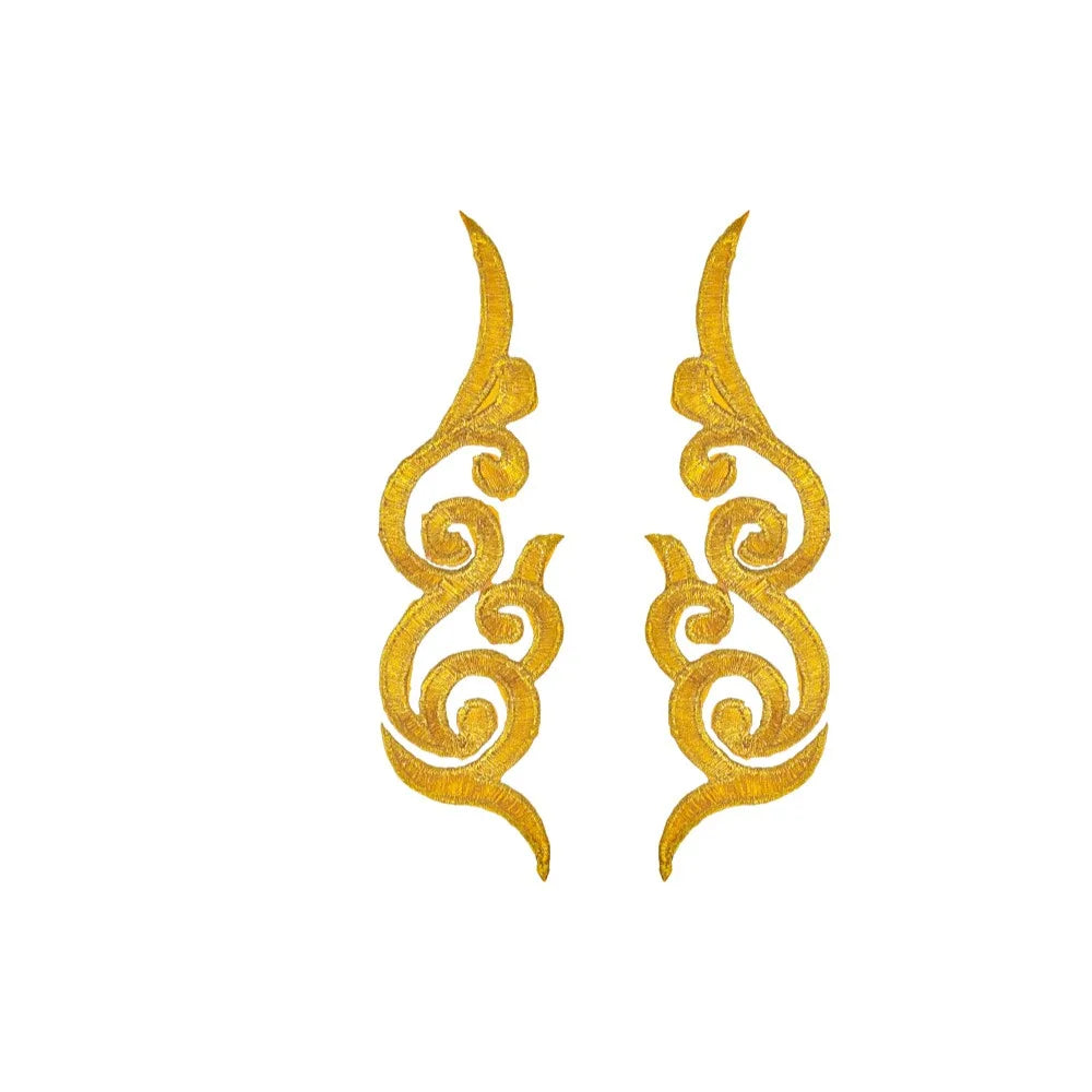 2-Piece Baroque Embroidery Applique Patch – Gold & Silver Sequin