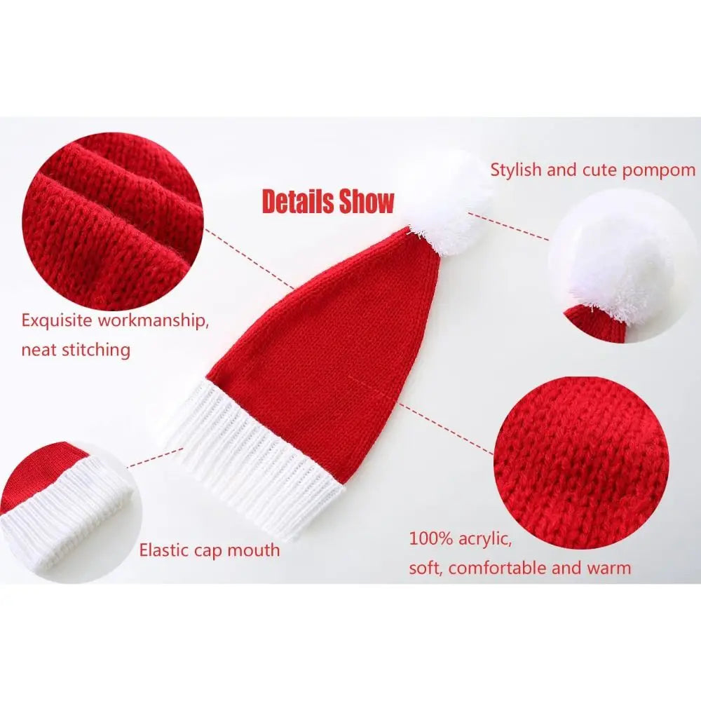 Red Knit Christmas Santa Hat – Windproof Winter Hat Kids & Adult