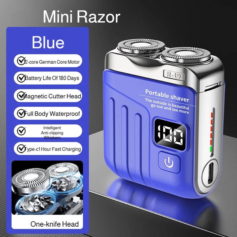 R-19 Mini Electric Shaver – LED Display, IPX7, Type-C Charge