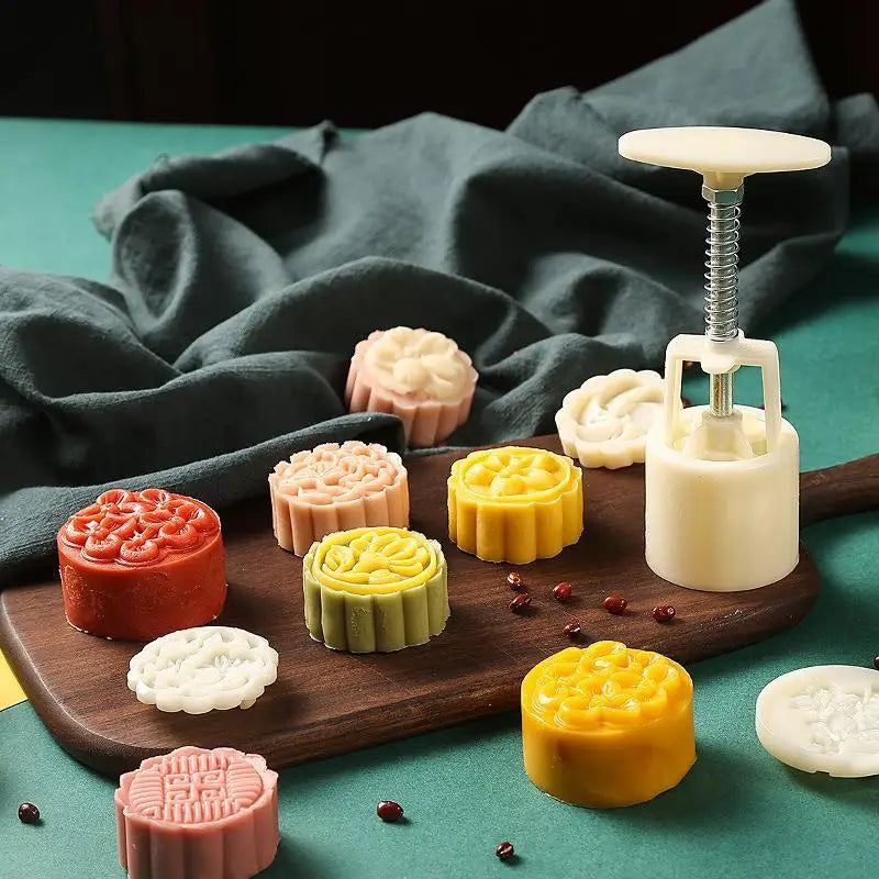 DIY Mooncake Mold Hand Press Pastry Embossing Tool Set