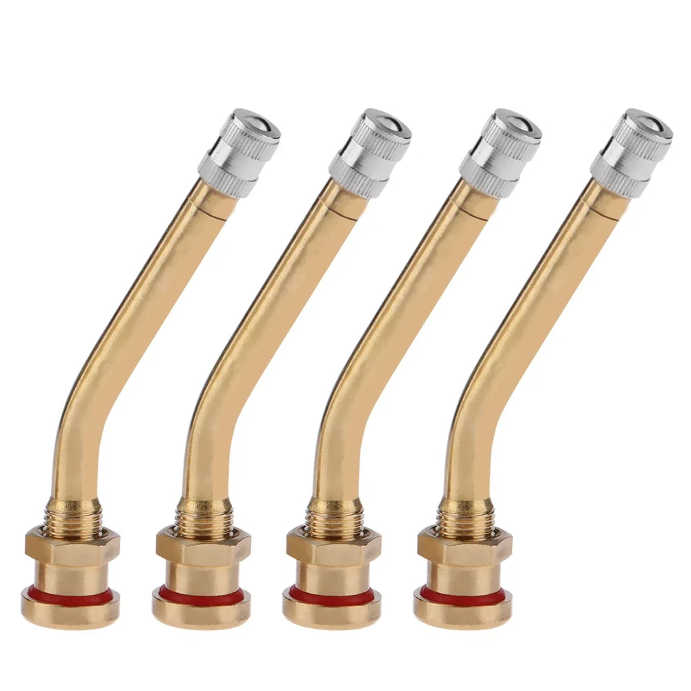 4pcs Brass Truck Tire Valve Stems & Inflation Connectors