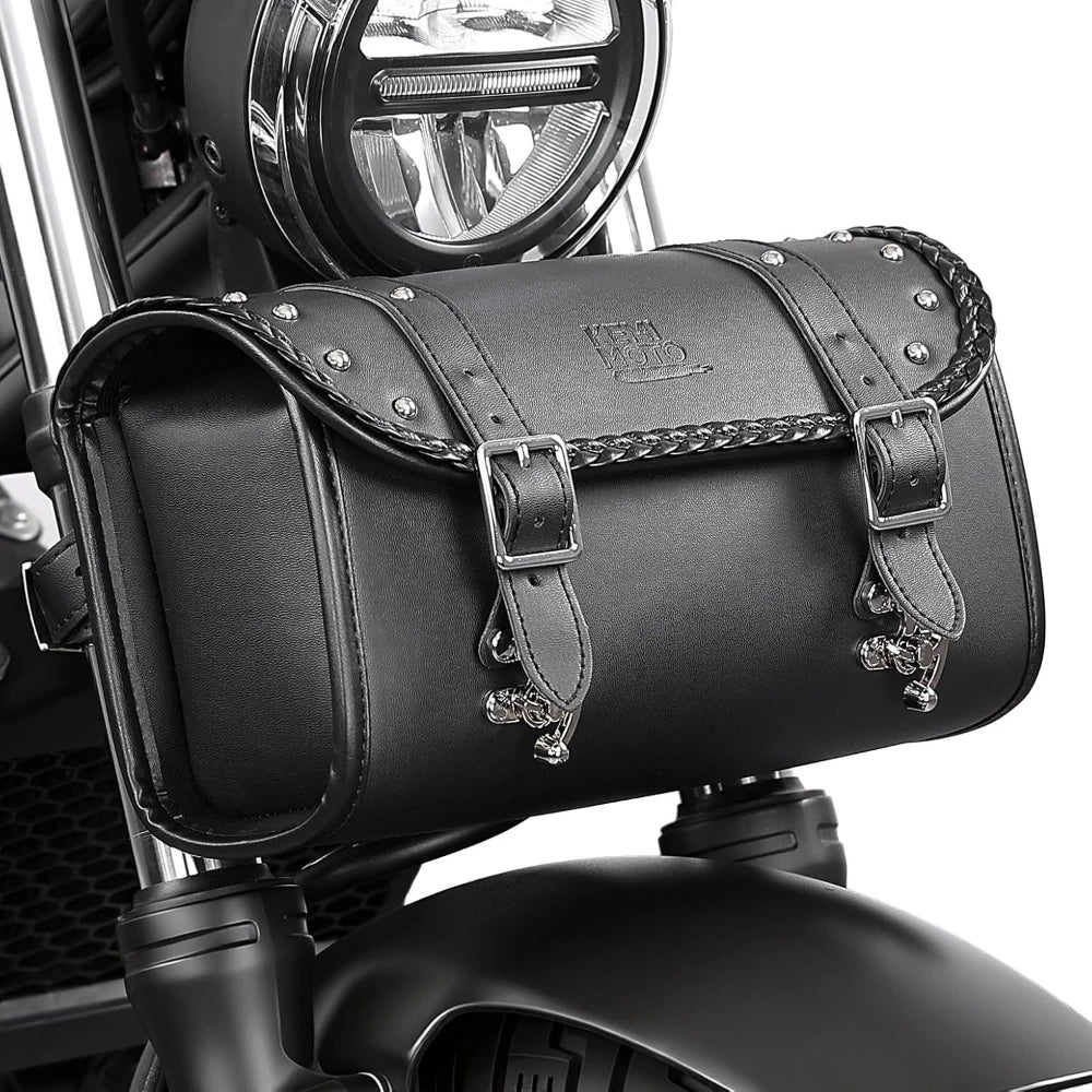 Motorcycle Fork Bag 4-5L PU Leather Waterproof Saddlebag