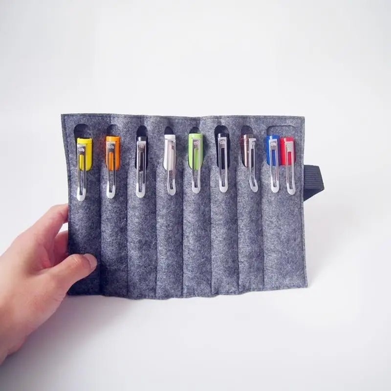 Felt Roll-Up Pen Case – 12-Slot Portable Pen Organizer