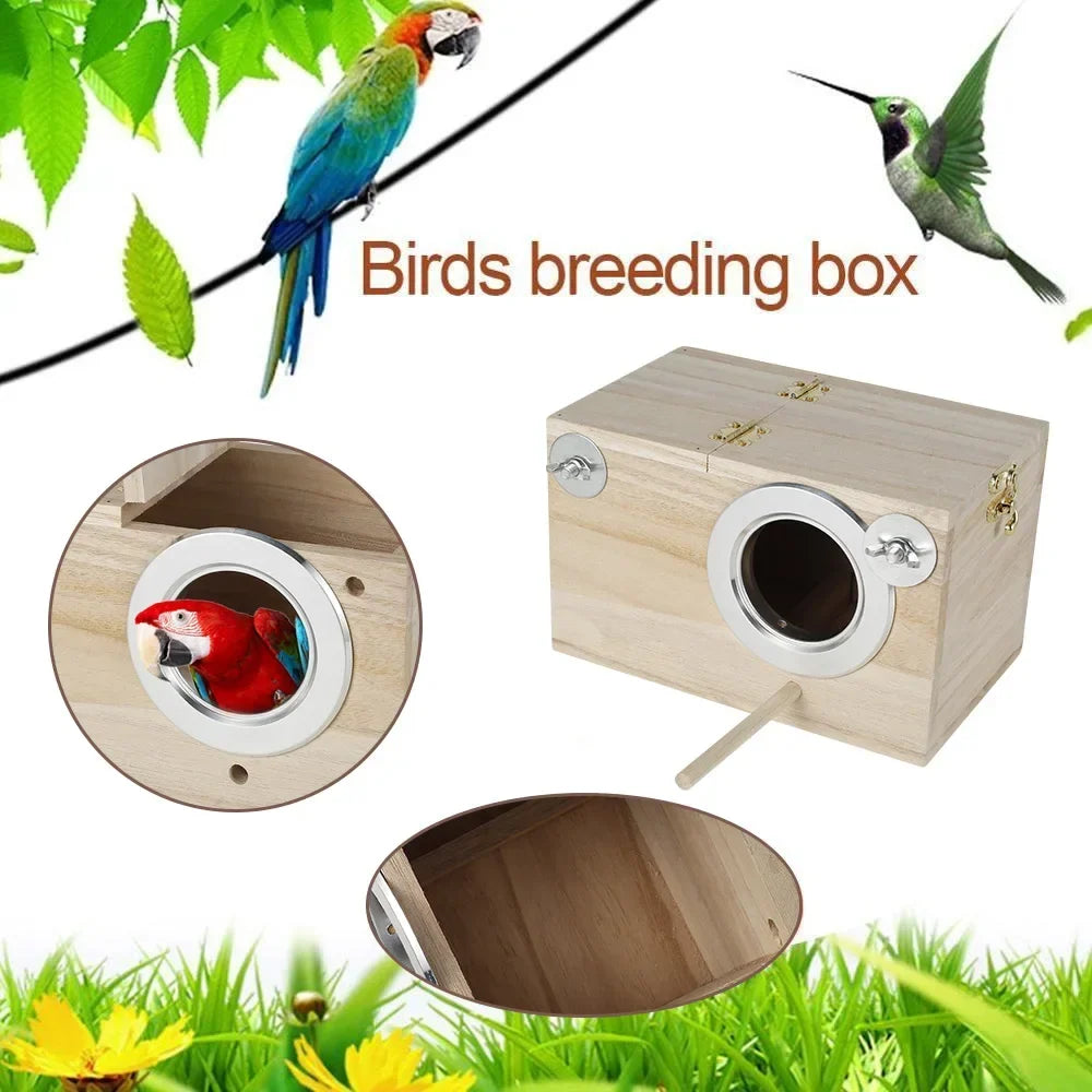 Wooden Parakeet Nesting Box – Budgie & Lovebird Breeding House