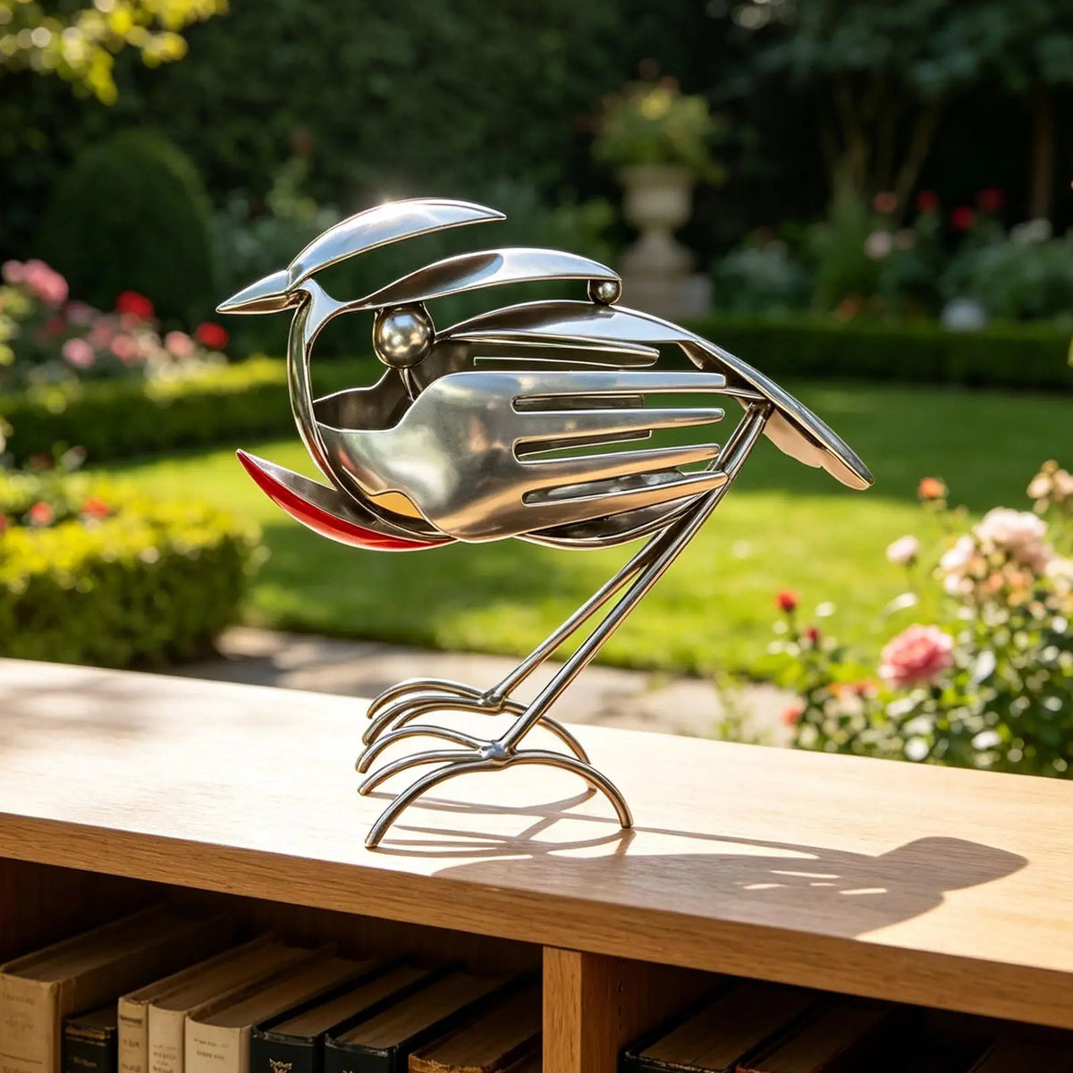 Metal Rustic Robin Bird Statue | Outdoor Garden Yard Sculpture