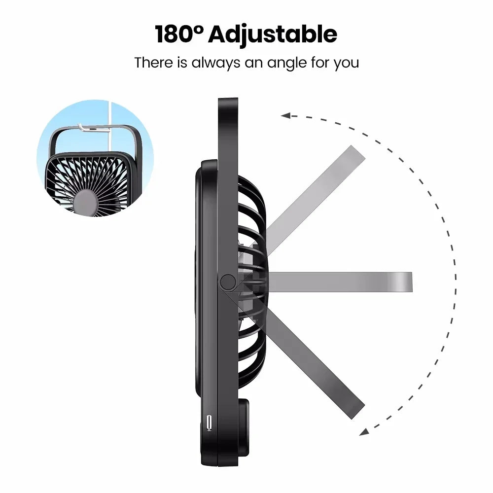 Mini Portable Rechargeable USB Desk Fan – 5 Speed 3-in-1