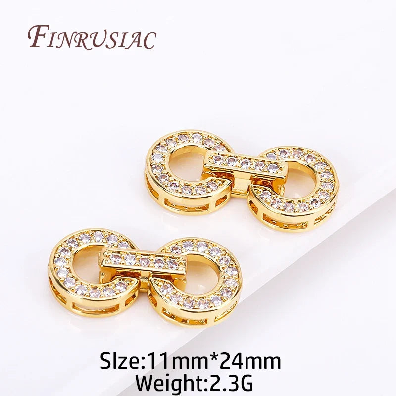 18K Gold Plated Zircon Clasp Connector Beads | DIY Jewelry