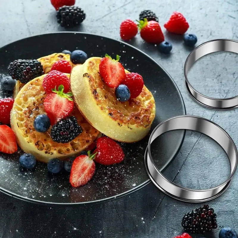 6PCS Stainless Steel Crumpet Baking Rings – Nonstick Mold Set