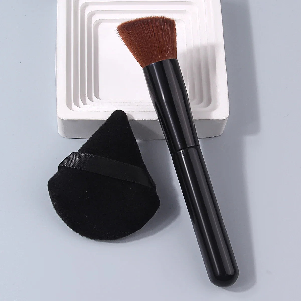 Nixie 2-Pc Angled Foundation Brush & Powder Puff Set