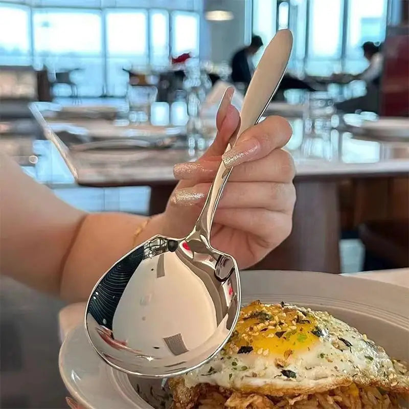 Large 304 Stainless Steel Rice Spoon – Ergonomic Serving Spoon