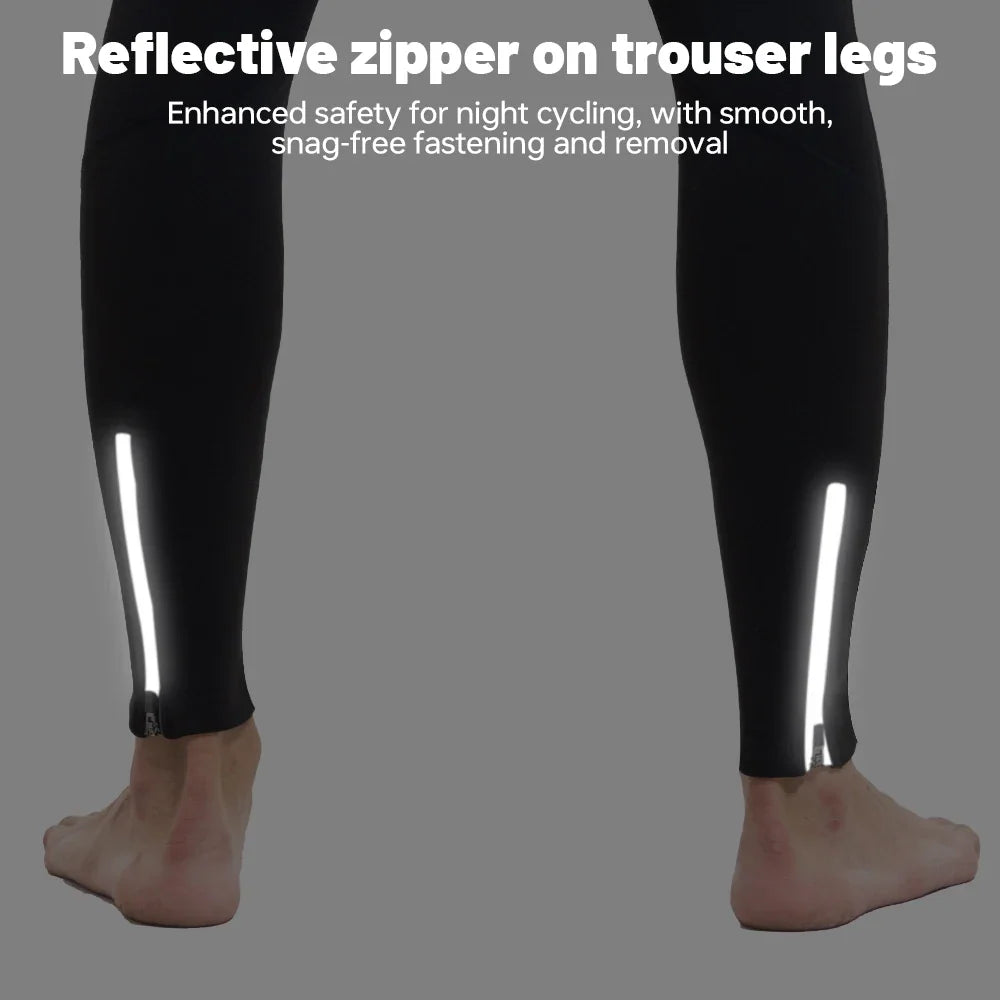 X-TIGER Men's Winter Fleece Cycling Bib Tights | 5D Pad