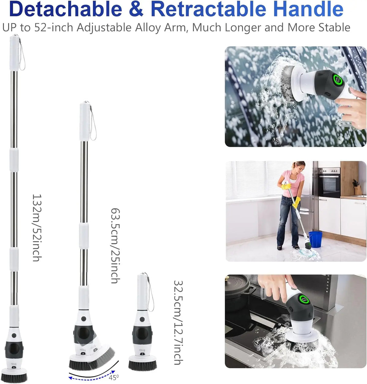 Electric Spin Scrubber – Cordless 8-in-1 Brush with LED Display