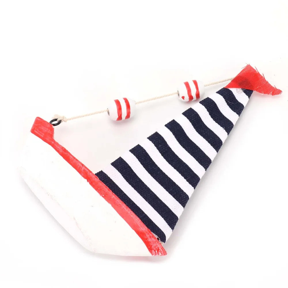 Wood Mini Mediterranean Sailboat Ornament – Retro Marine Decor