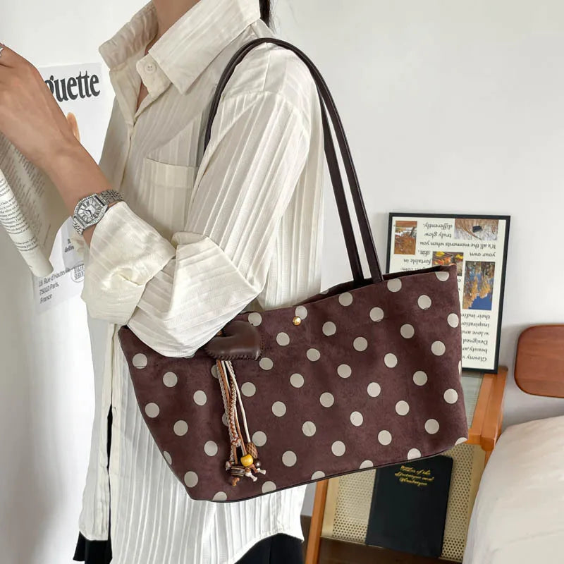 Nixie Polka Dot Shoulder Bag – Korean Style Women's Tote