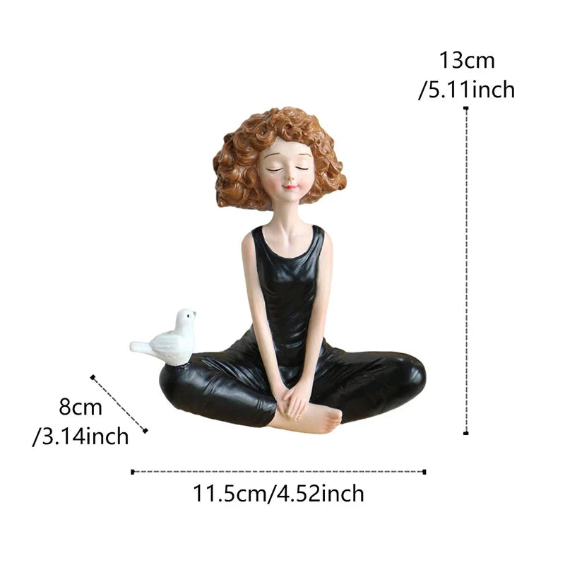 Yoga Girl Resin Figurine – Meditation Statue Desk Ornament