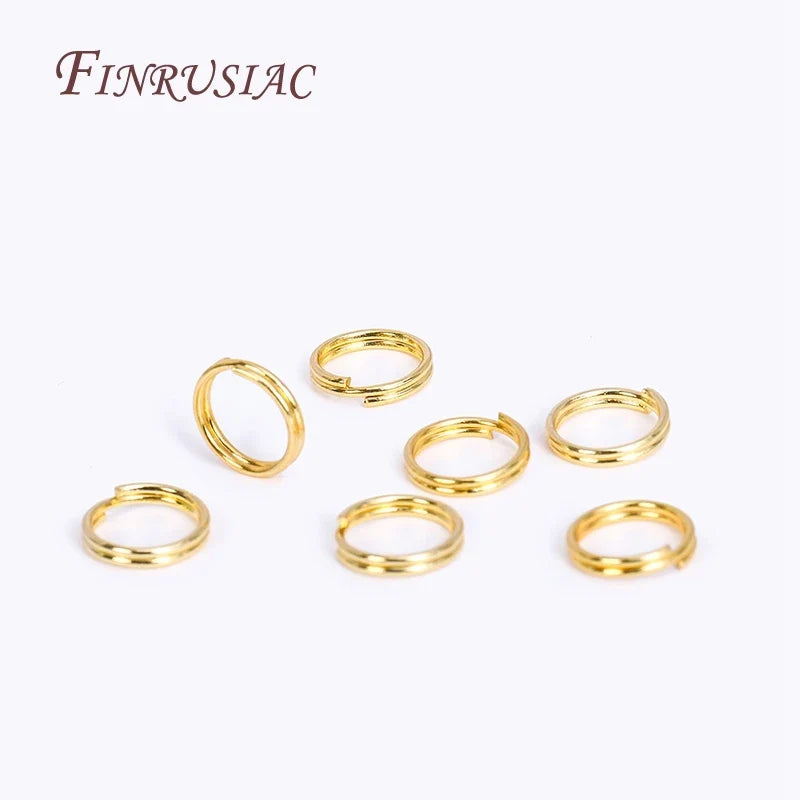 18K Gold Plated Brass Double Loop Split Ring Connectors 100pcs