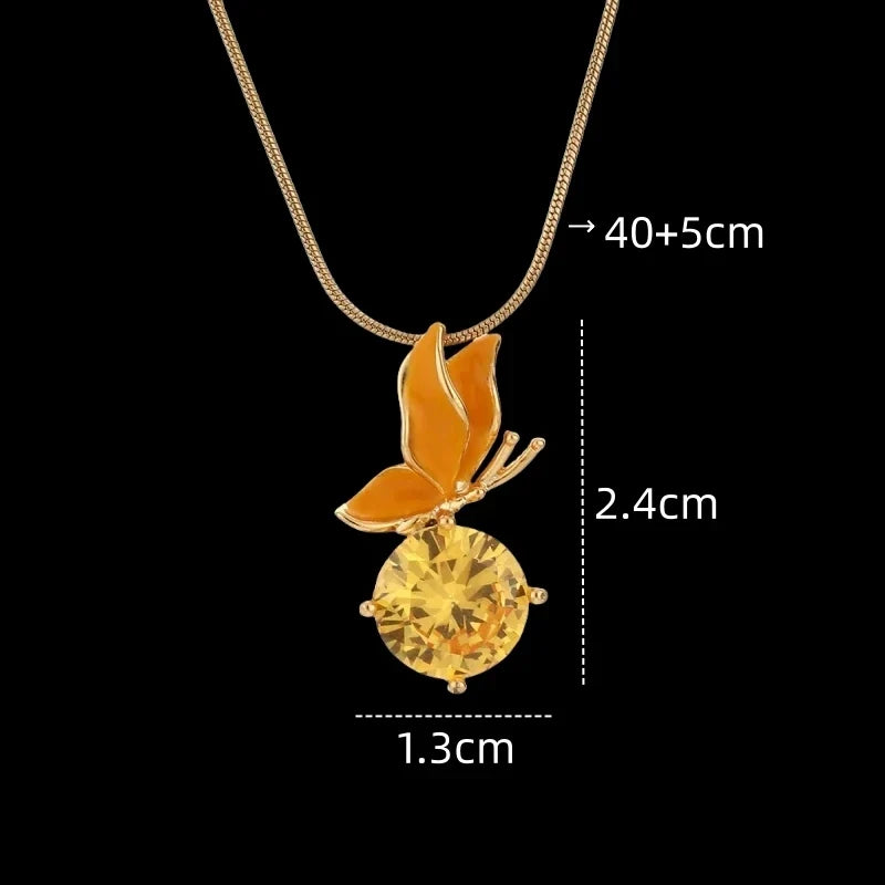 Women's Gold-Plated Copper Pendant Necklace – Steel Chain