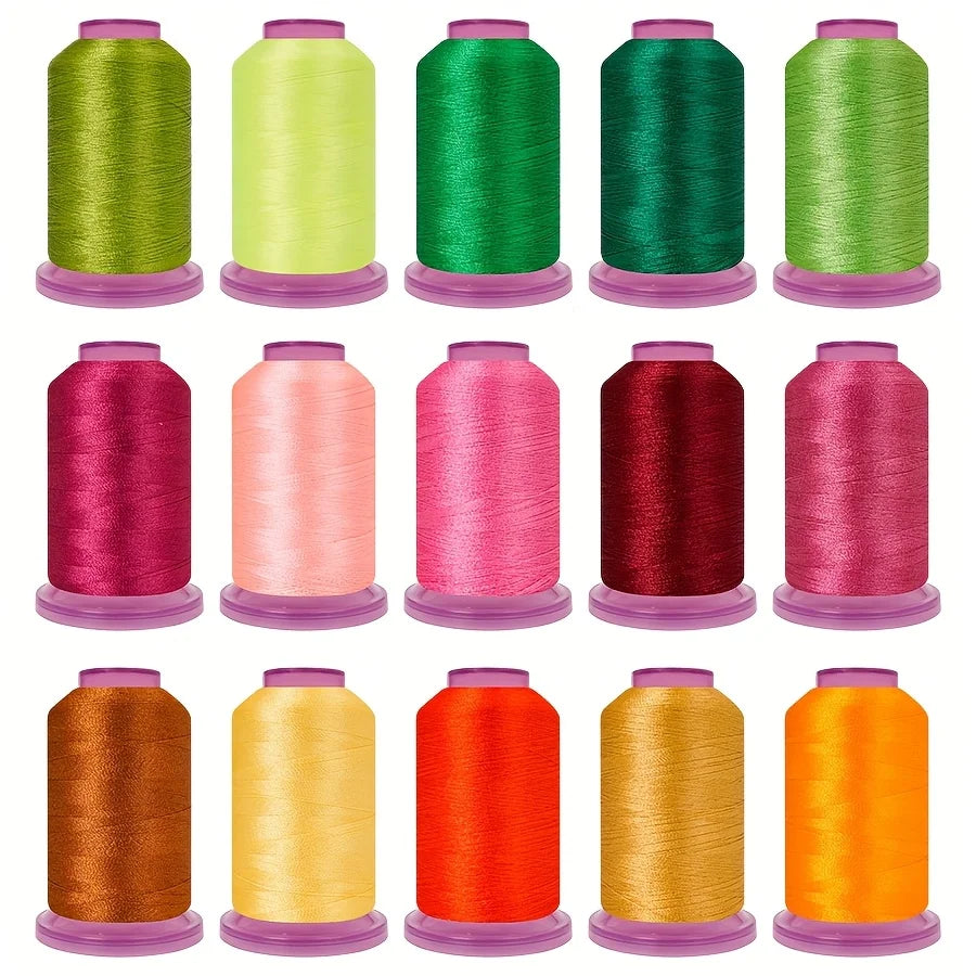 5-Spool Polyester Embroidery Thread Set – 1500 Yards Each