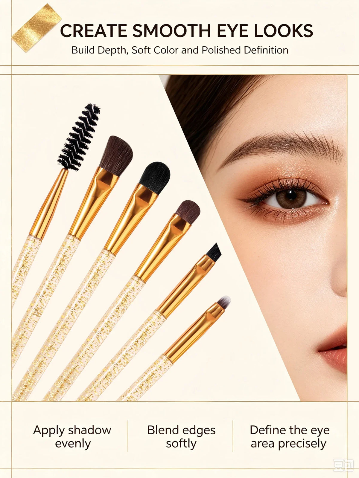 8-Piece Makeup Brush Set – Eye, Brow, Liner & Sponge Puff
