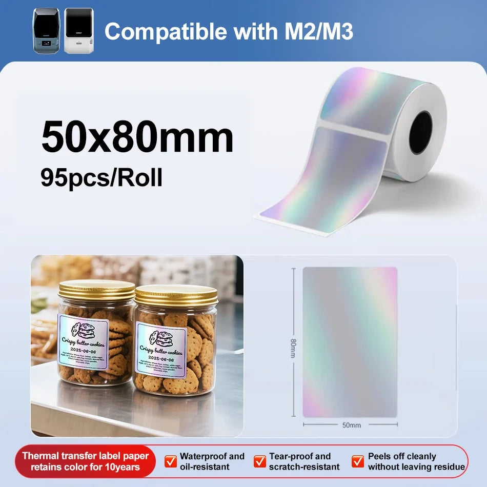 Niimbot M2/M3 Silver Thermal Transfer Label Stickers – Round & Square