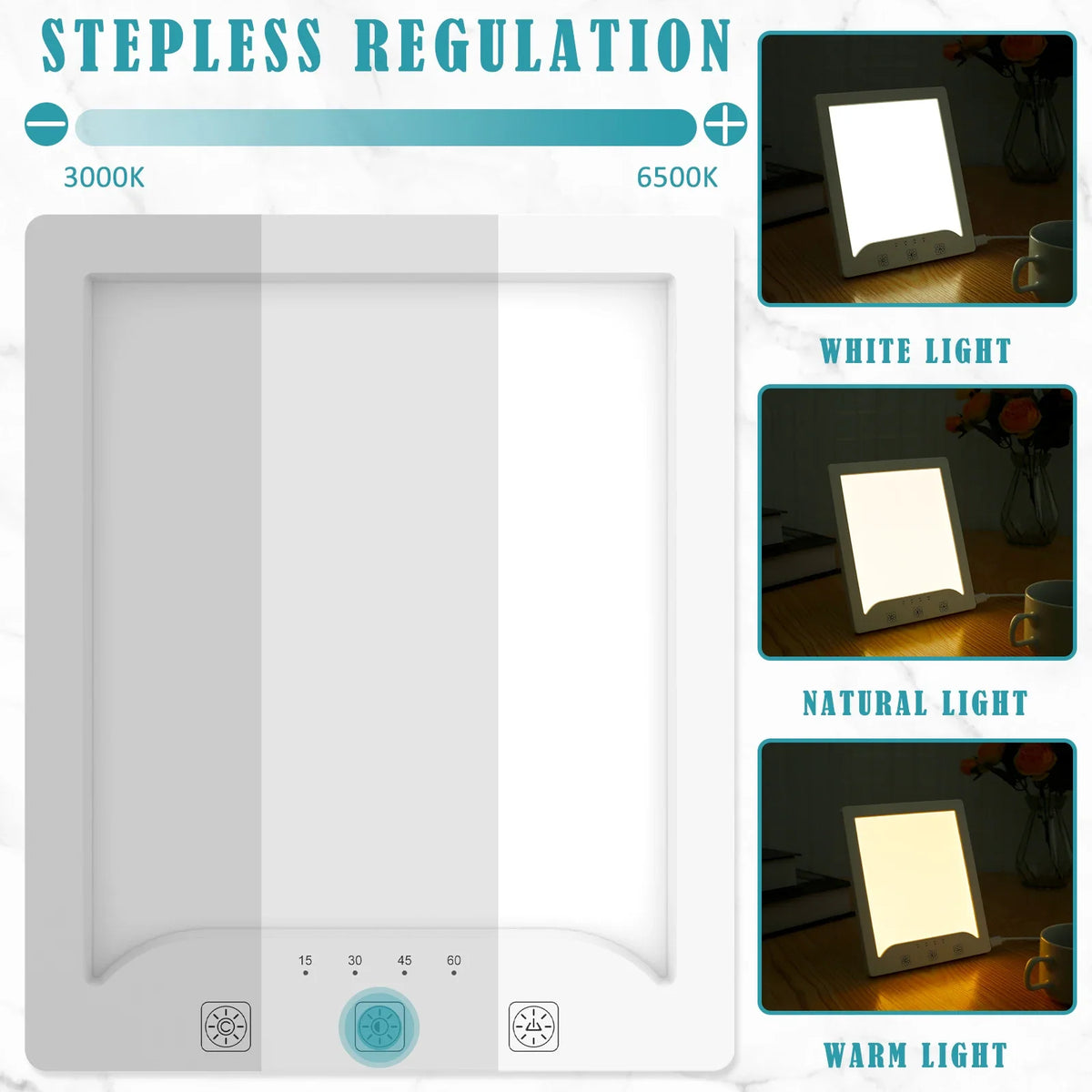 Willkey 10000 LUX Light Therapy Lamp | 3 Color Temps & Timer