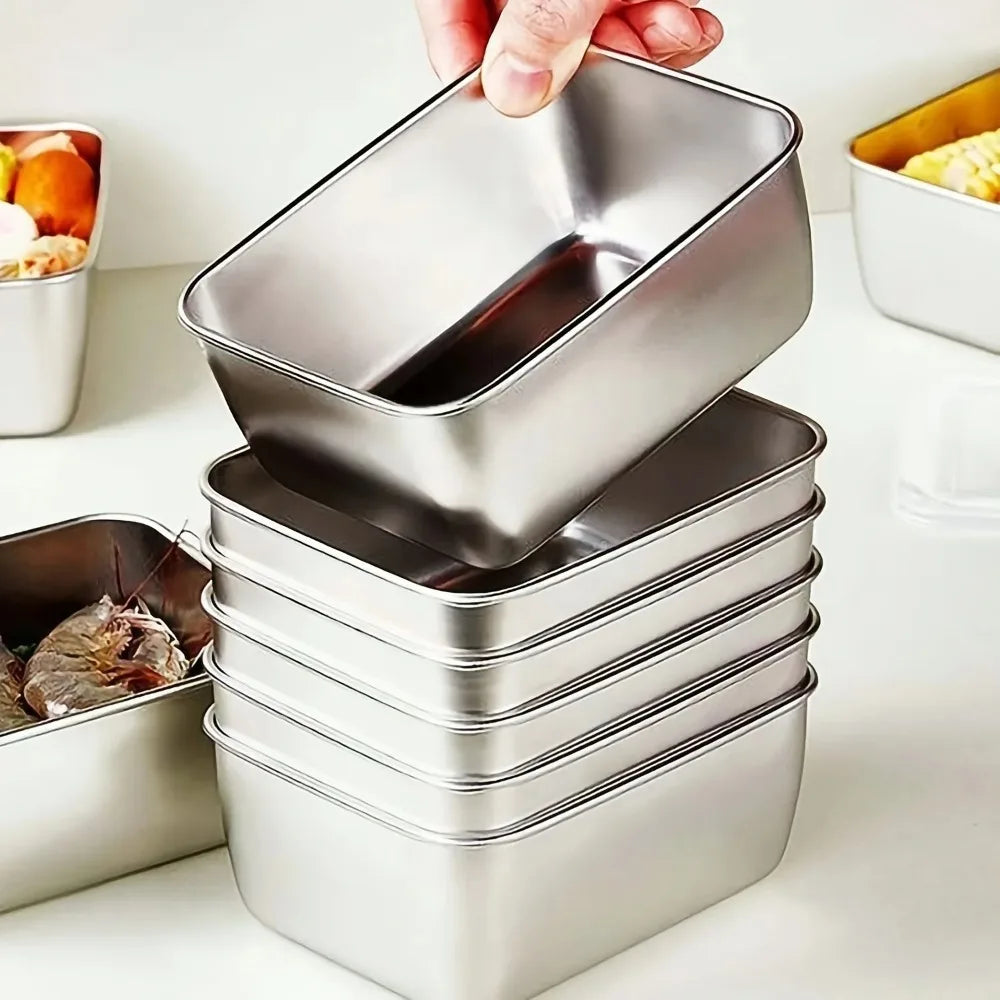 6-Piece Stainless Steel Food Containers – Leakproof & Stackable