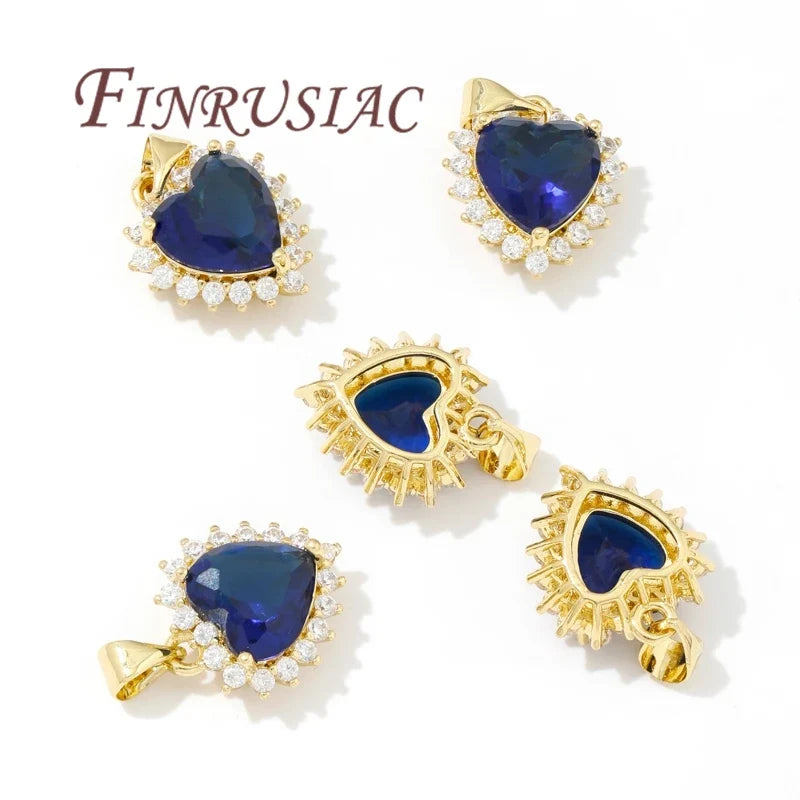 18K Gold Plated Zircon Charms – Sun Heart Star Pendants DIY