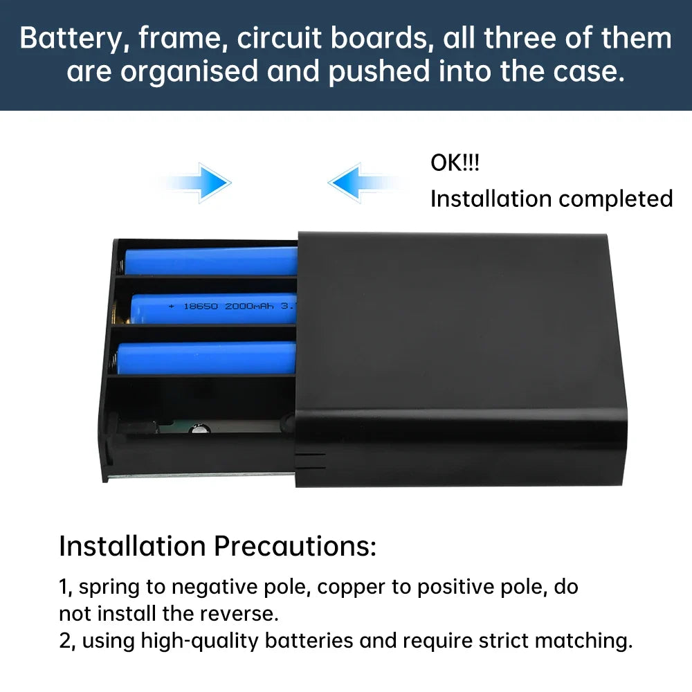 3-Cell 18650 Solderless UPS Power Box – 5V 9V 12V Router