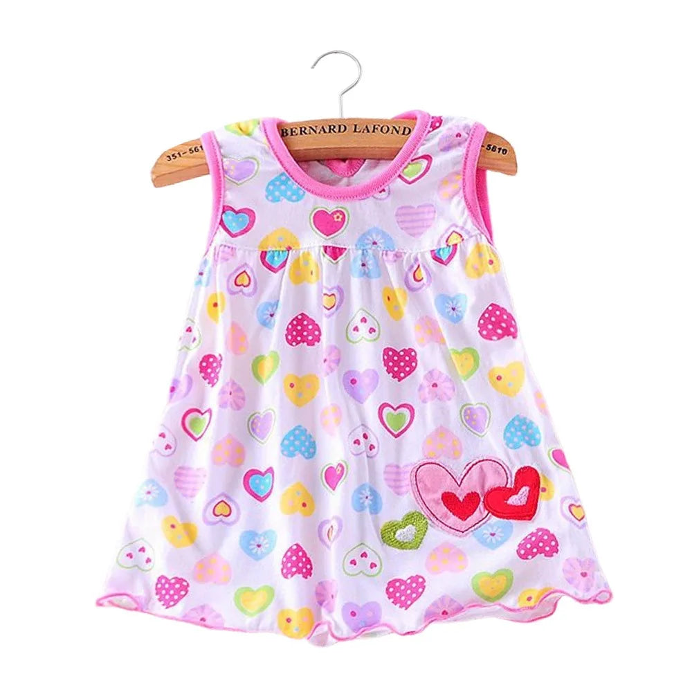 Pure Cotton Baby Girl Dress – Cartoon Print Summer Princess