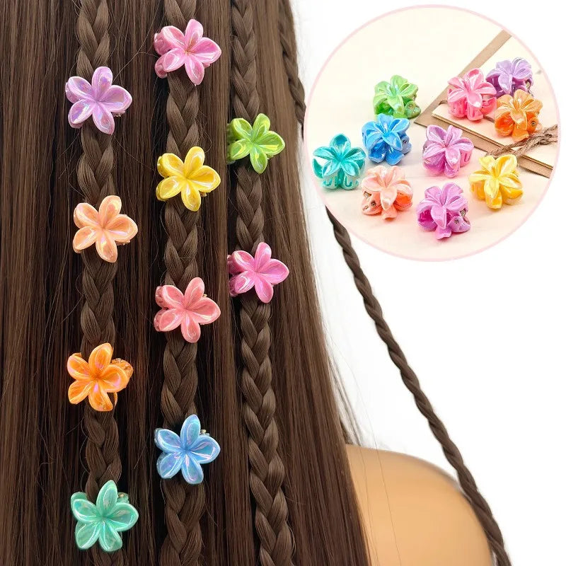 10pcs Daffodil Flower Hair Clips Y2K Bohemian Braiding Cuffs